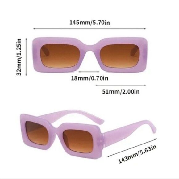 Orange Rectangular Sunglasses Y2K Retro - Picture 3 of 3